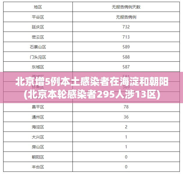 北京增5例本土感染者在海淀和朝阳(北京本轮感染者295人涉13区)