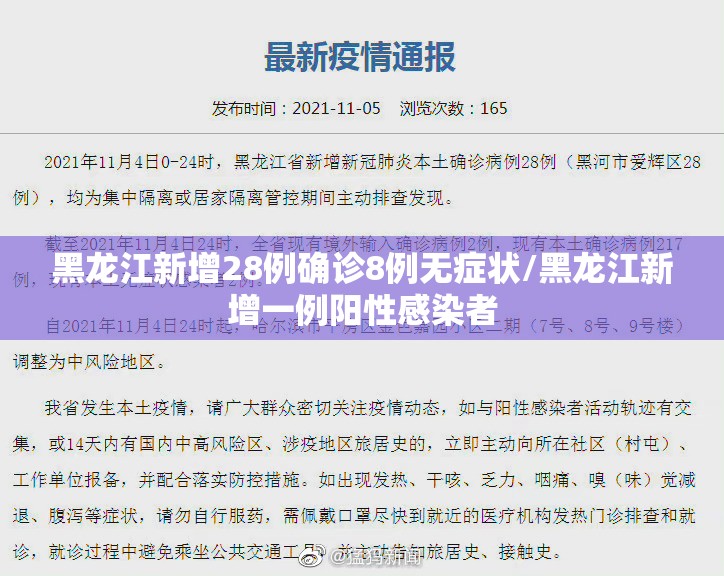 黑龙江新增28例确诊8例无症状/黑龙江新增一例阳性感染者