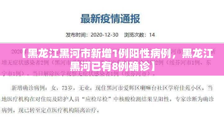 【黑龙江黑河市新增1例阳性病例，黑龙江黑河已有8例确诊】