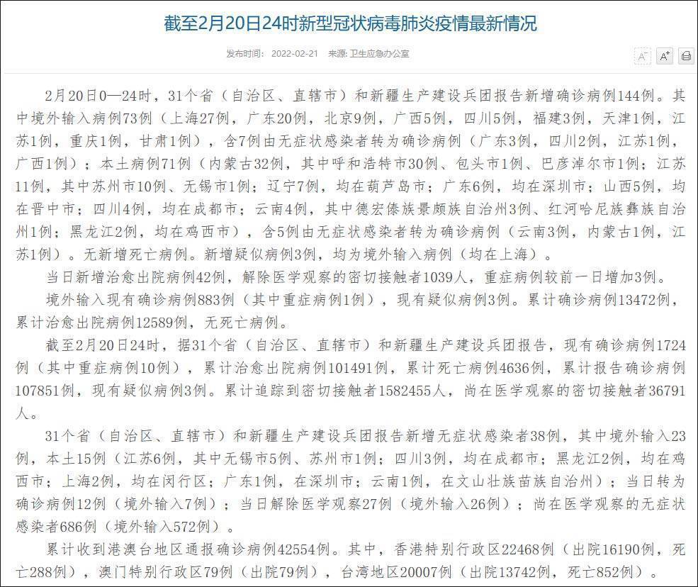 31省区市新增本土确诊71例/31省区市新增42例本土确诊