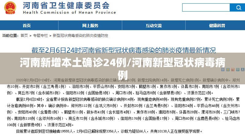 河南新增本土确诊24例/河南新型冠状病毒病例