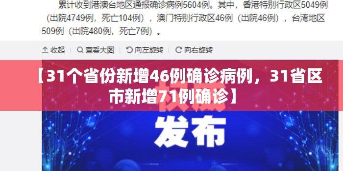 【31个省份新增46例确诊病例，31省区市新增71例确诊】