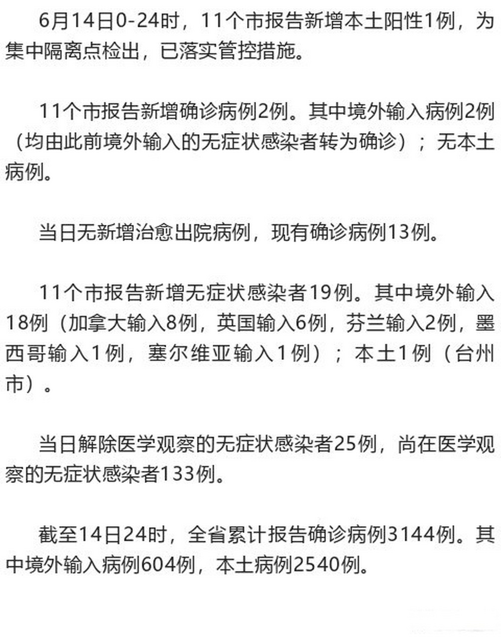 【浙江新增2例本土阳性，浙江1例】