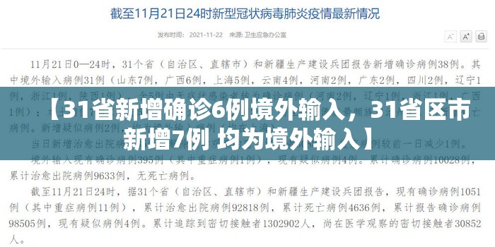 【31省新增确诊6例境外输入，31省区市新增7例 均为境外输入】