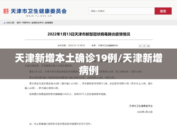 天津新增本土确诊19例/天津新增病例