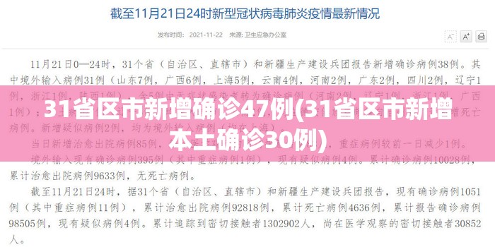 31省区市新增确诊47例(31省区市新增本土确诊30例)