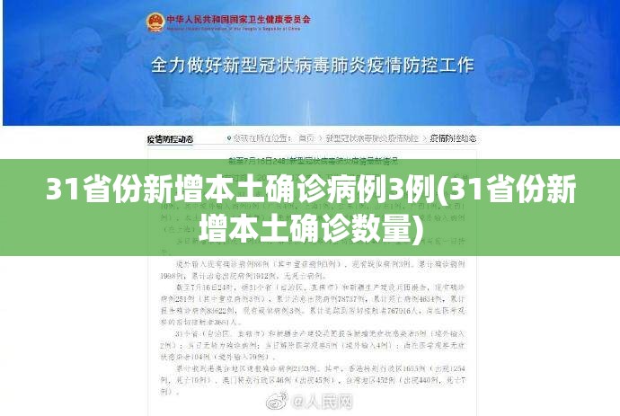 31省份新增本土确诊病例3例(31省份新增本土确诊数量)