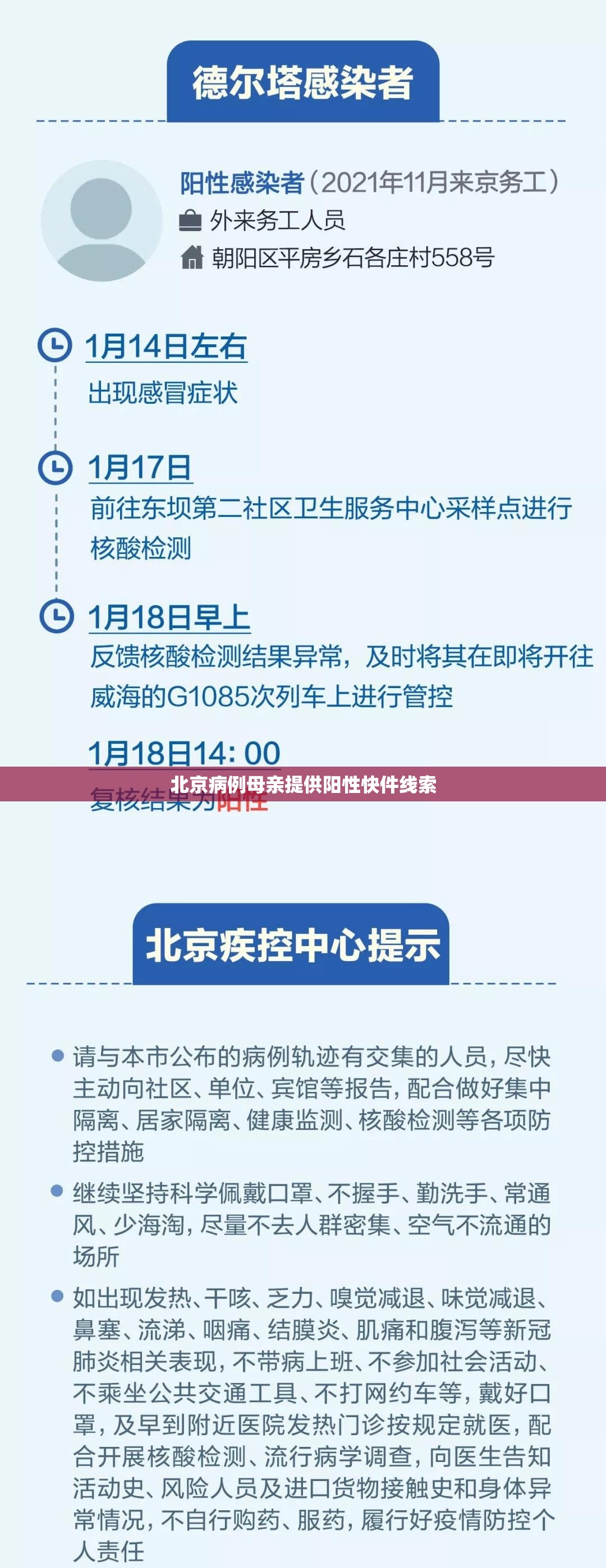 北京病例母亲提供阳性快件线索